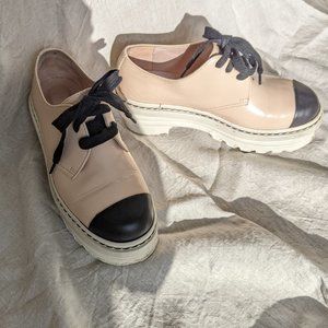 Cream / Black / Blush Marni Rubber Platform Lace Up Shoes Size 7